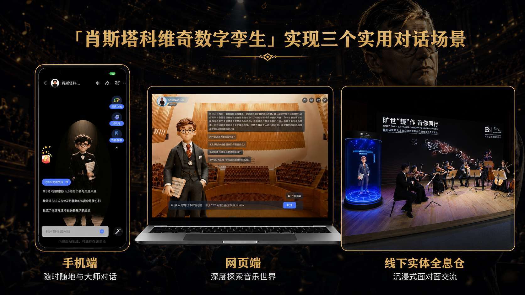 手机端、网页端与线下实体全息仓,三端应用方案示意